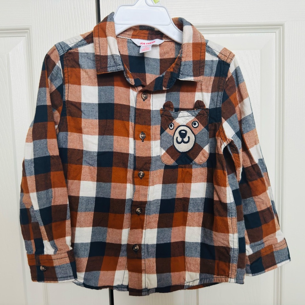 Joe Fresh Kids Shirt with Bear Patch size 4T